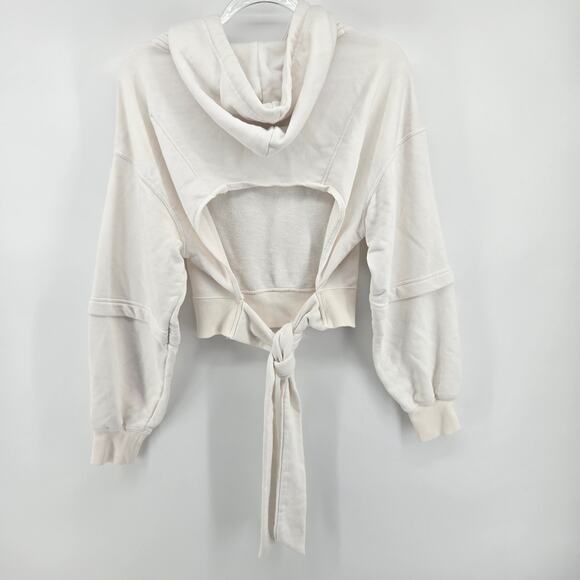 Puma Crystal G Cropped Open Tie Back Hoodie Size SM Athleisure Streetwear Sporty - Picture 7 of 11